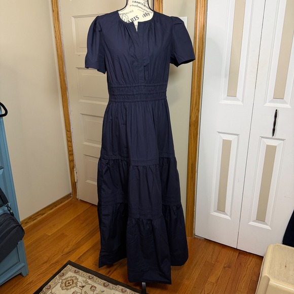 Quince Dresses & Skirts - Quince Tiered Maxi Dress Womens Size Medium Organic Cotton Poplin Puff Sleeve